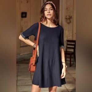 Sezane Solene dress, Size L, Navy and white